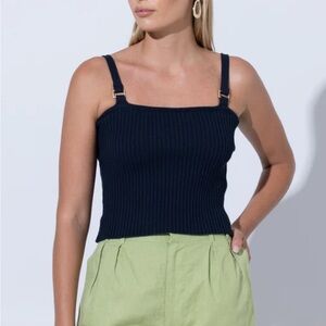 Lusana Black Christine Knit Top